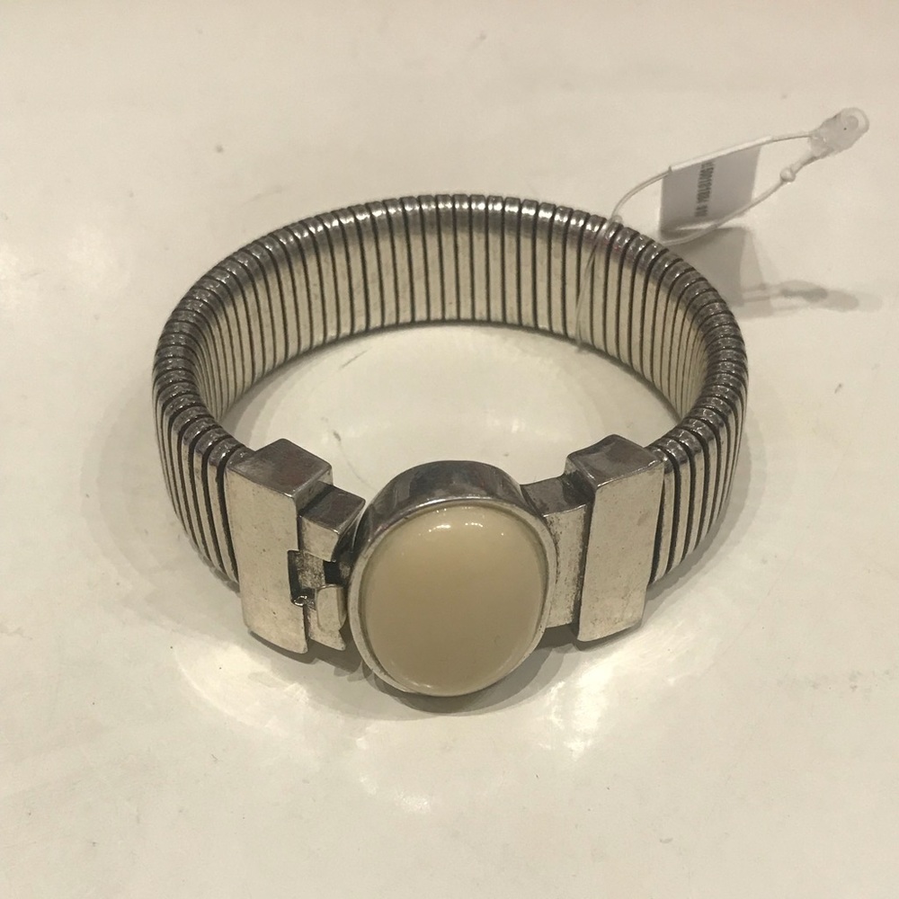 Jewel Mint Silvertone Omega Style Bracelet